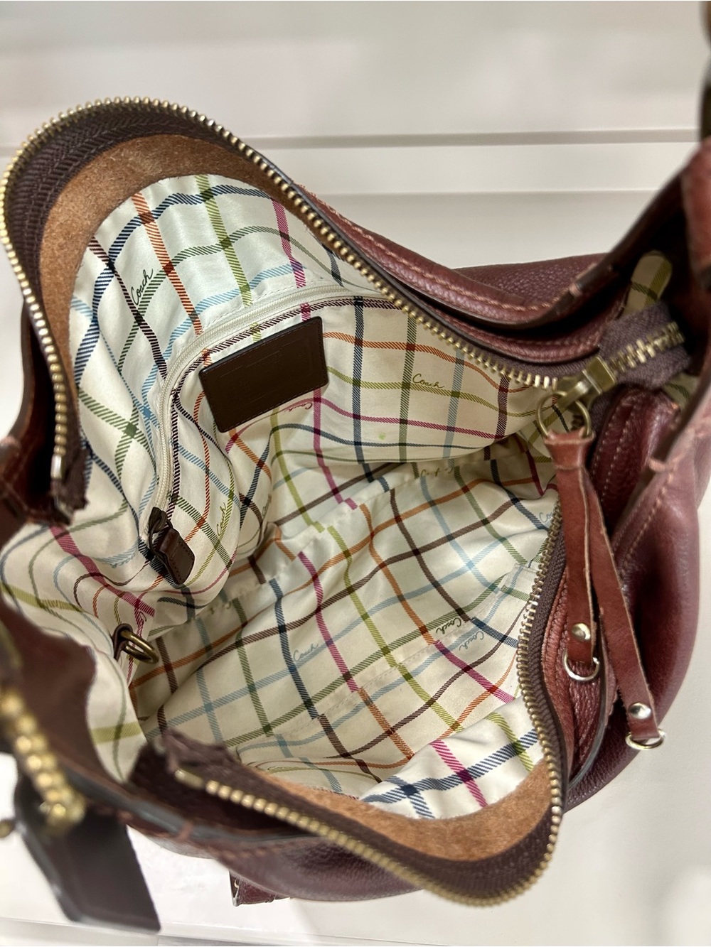 Coach Bleecker Soft Milled Cowhide Woven Pocket Hobo Tattersall Y2K Shoulder Bag - Picture 14 of 17